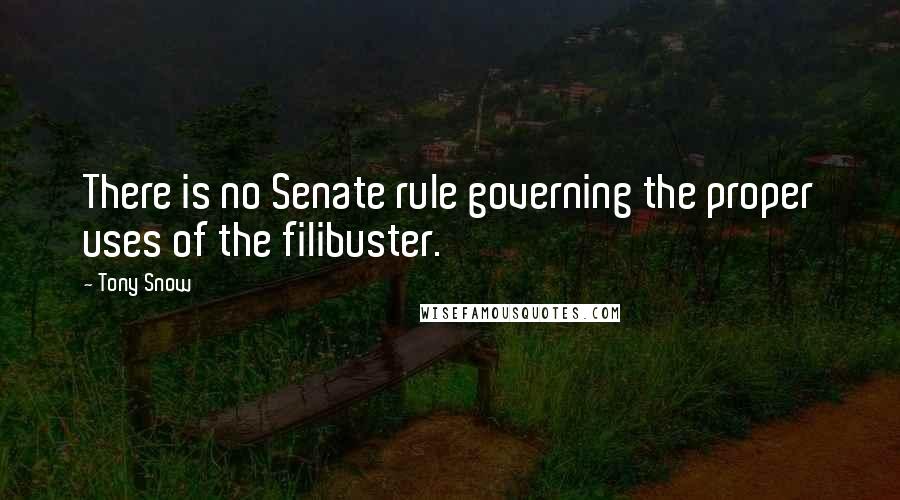 Tony Snow Quotes: There is no Senate rule governing the proper uses of the filibuster.