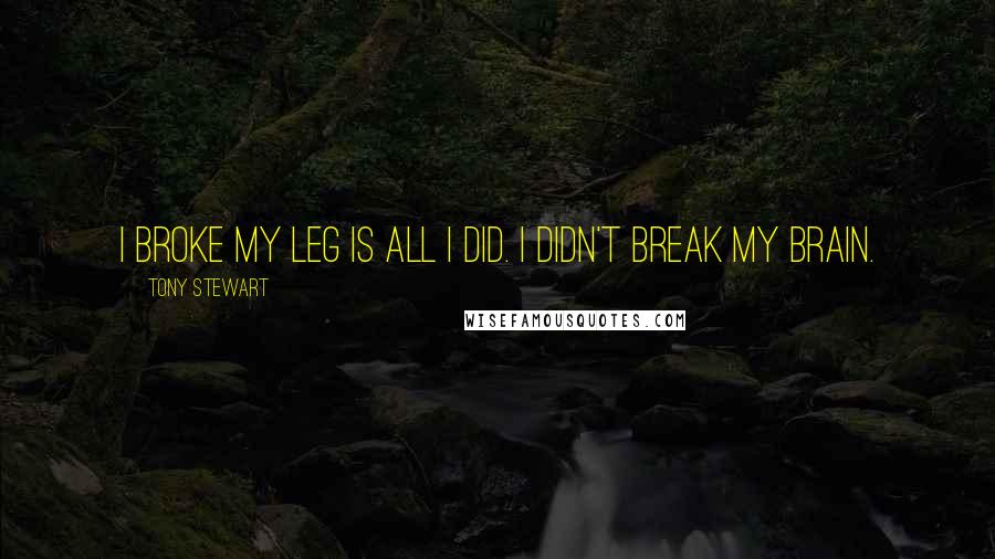 Tony Stewart Quotes: I broke my leg is all I did. I didn't break my brain.