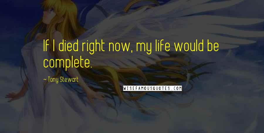 Tony Stewart Quotes: If I died right now, my life would be complete.