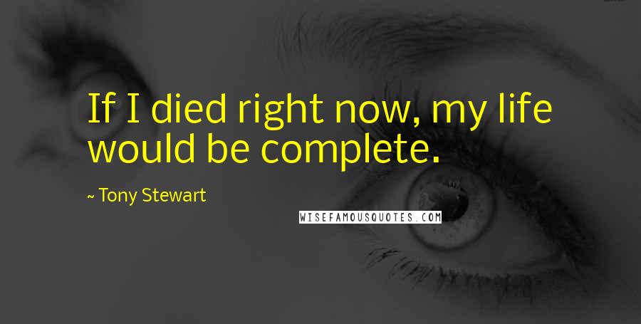 Tony Stewart Quotes: If I died right now, my life would be complete.