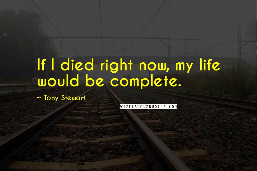 Tony Stewart Quotes: If I died right now, my life would be complete.