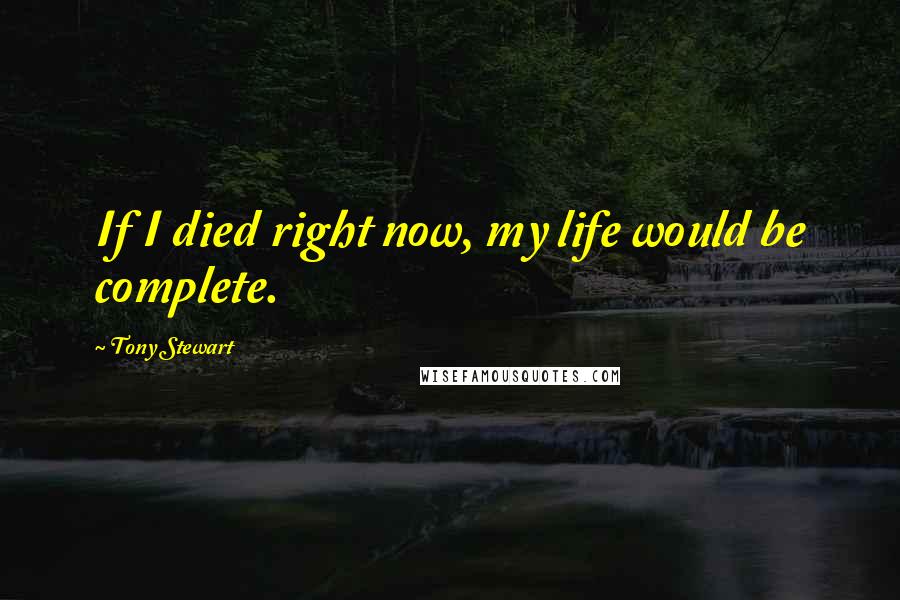 Tony Stewart Quotes: If I died right now, my life would be complete.