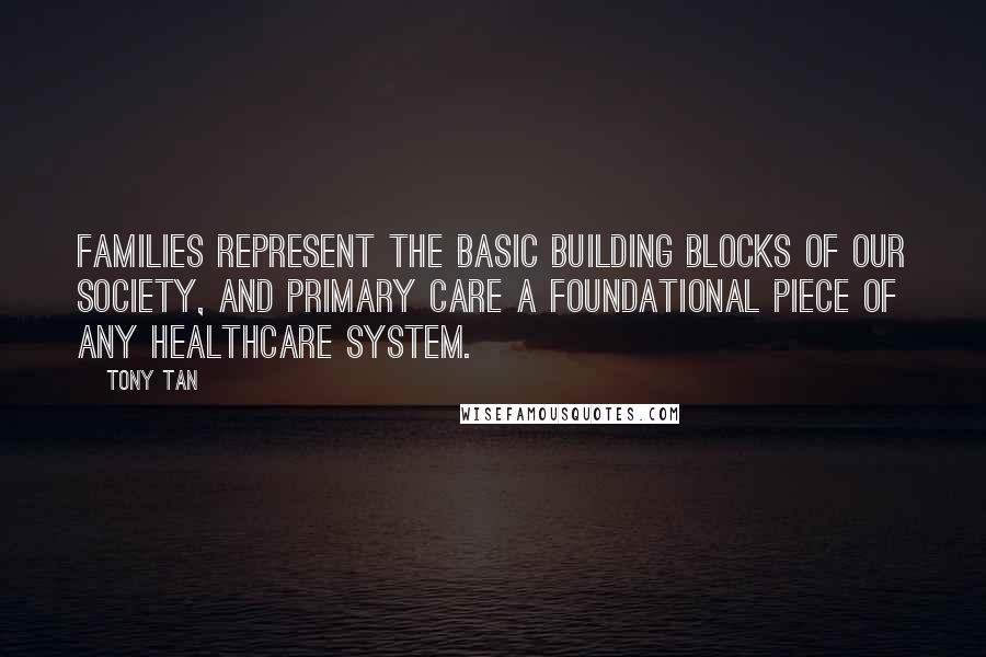 Tony Tan Quotes: Families represent the basic building blocks of our society, and primary care a foundational piece of any healthcare system.