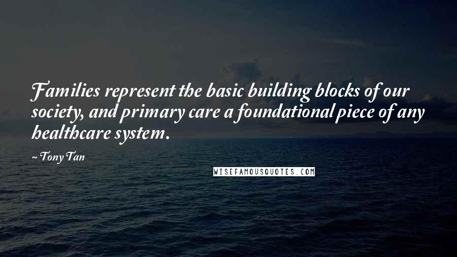 Tony Tan Quotes: Families represent the basic building blocks of our society, and primary care a foundational piece of any healthcare system.