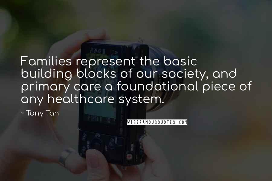 Tony Tan Quotes: Families represent the basic building blocks of our society, and primary care a foundational piece of any healthcare system.