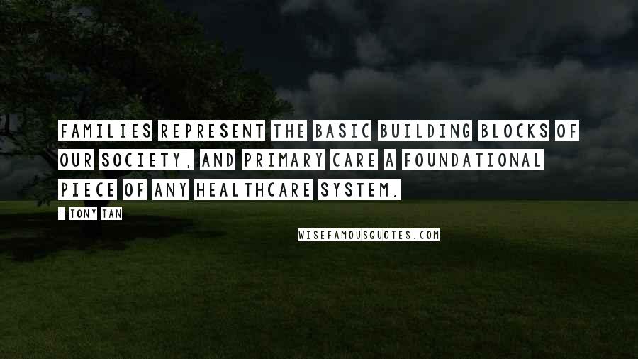 Tony Tan Quotes: Families represent the basic building blocks of our society, and primary care a foundational piece of any healthcare system.