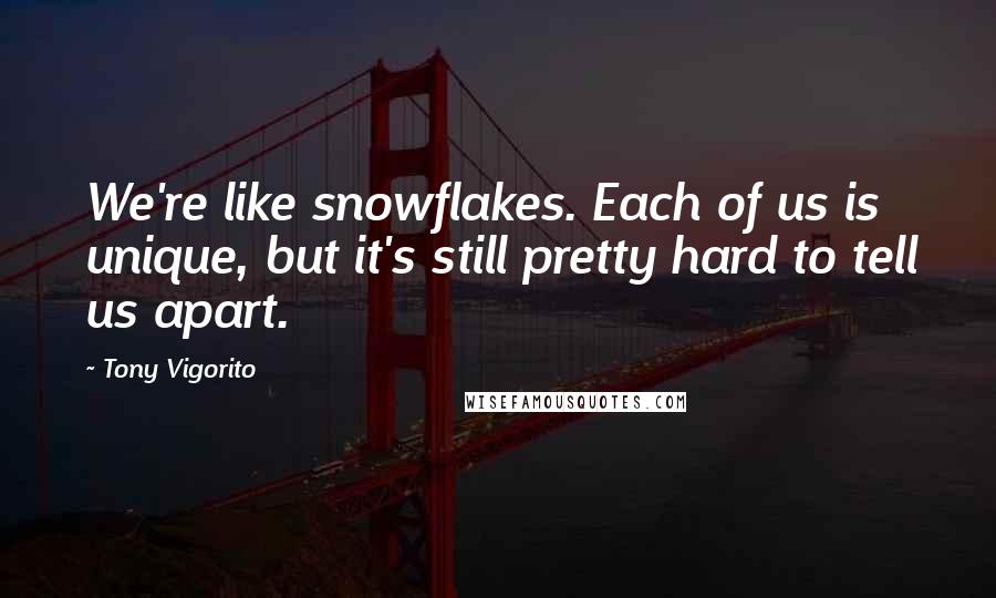 Tony Vigorito Quotes: We're like snowflakes. Each of us is unique, but it's still pretty hard to tell us apart.