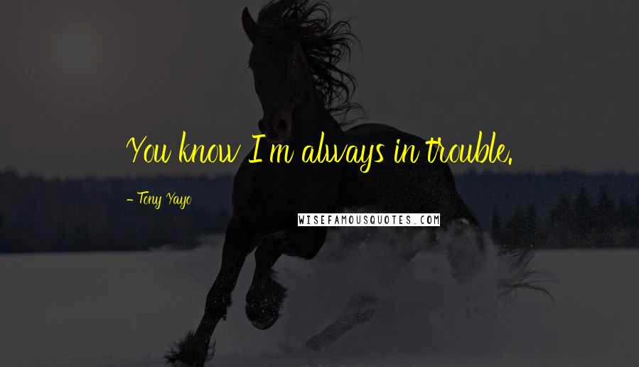 Tony Yayo Quotes: You know I'm always in trouble.