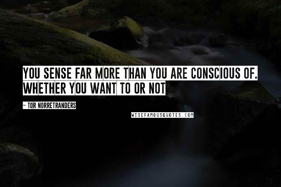 Tor Norretranders Quotes: You sense far more than you are conscious of. Whether you want to or not