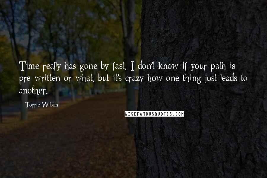 Torrie Wilson Quotes: Time really has gone by fast. I don't know if your path is pre-written or what, but it's crazy how one thing just leads to another.