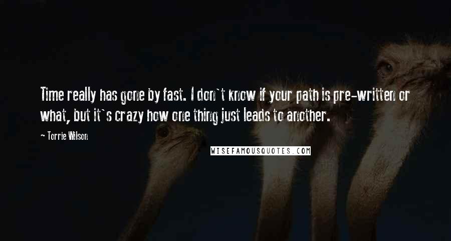 Torrie Wilson Quotes: Time really has gone by fast. I don't know if your path is pre-written or what, but it's crazy how one thing just leads to another.