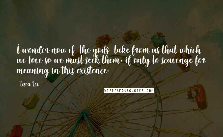 Tosca Lee Quotes: I wonder now if [the gods] take from us that which we love so we must seek them, if only to scavenge for meaning in this existence.