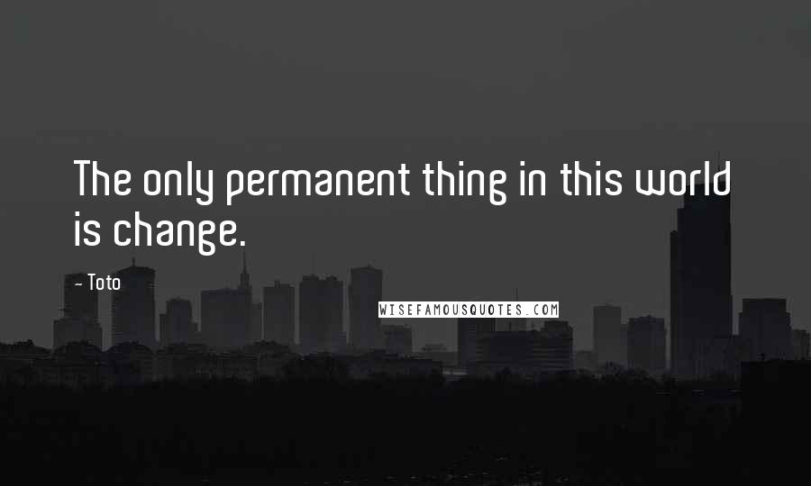 Toto Quotes: The only permanent thing in this world is change.