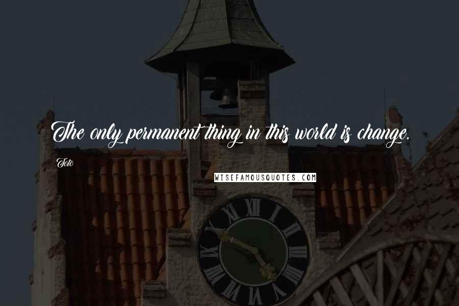 Toto Quotes: The only permanent thing in this world is change.