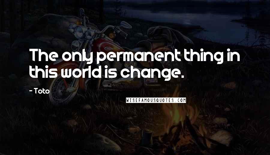 Toto Quotes: The only permanent thing in this world is change.