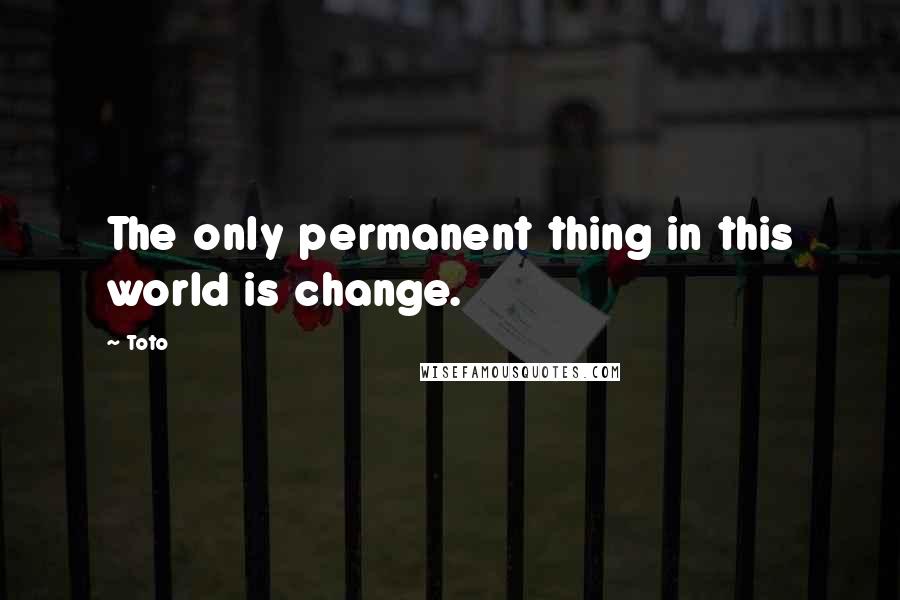 Toto Quotes: The only permanent thing in this world is change.