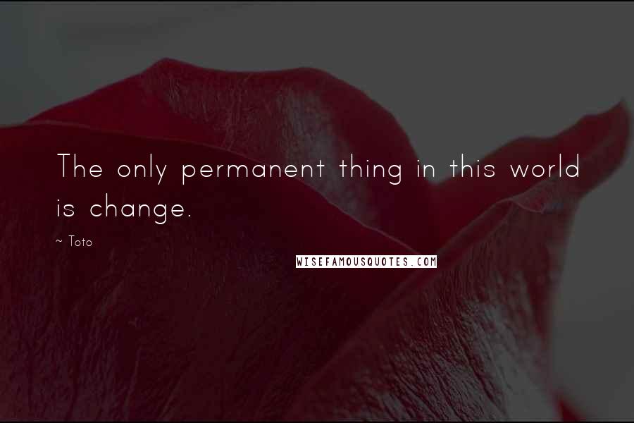 Toto Quotes: The only permanent thing in this world is change.