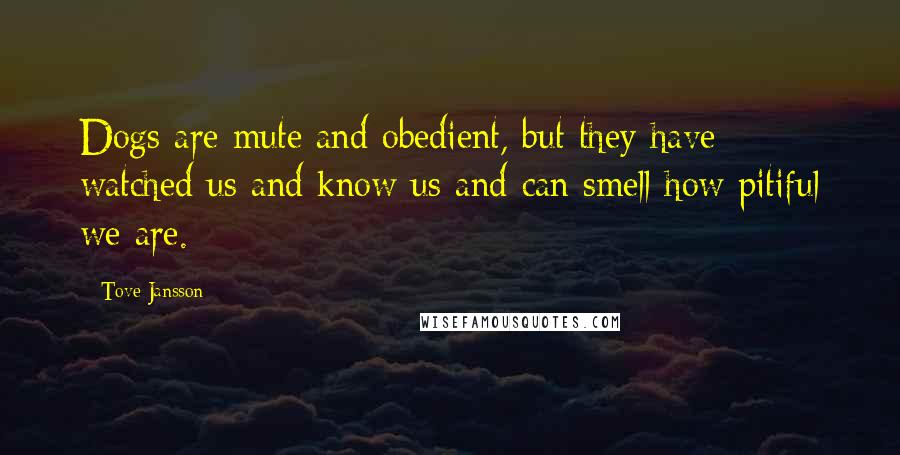 Tove Jansson Quotes: Dogs are mute and obedient, but they have watched us and know us and can smell how pitiful we are.