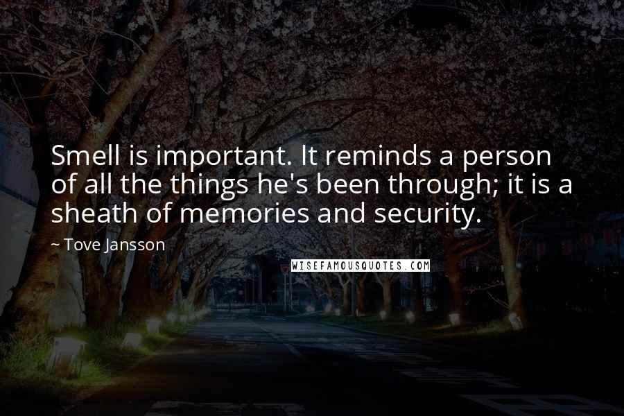 Tove Jansson Quotes: Smell is important. It reminds a person of all the things he's been through; it is a sheath of memories and security.