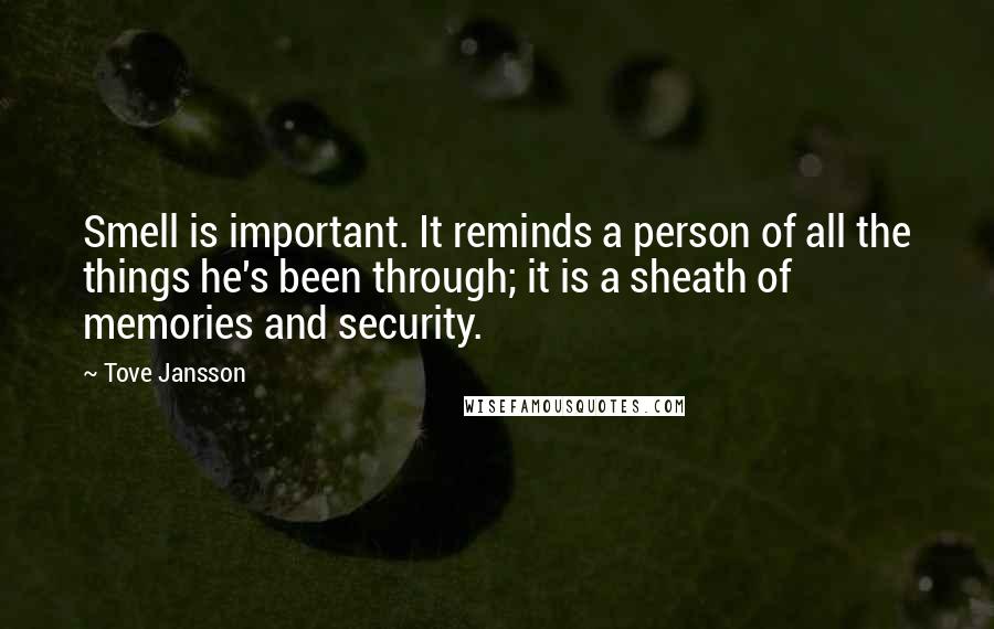 Tove Jansson Quotes: Smell is important. It reminds a person of all the things he's been through; it is a sheath of memories and security.