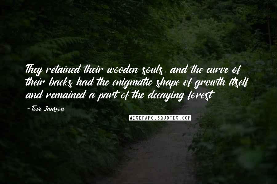 Tove Jansson Quotes: They retained their wooden souls, and the curve of their backs had the enigmatic shape of growth itself and remained a part of the decaying forest