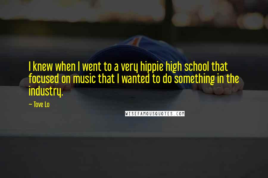 Tove Lo Quotes: I knew when I went to a very hippie high school that focused on music that I wanted to do something in the industry.