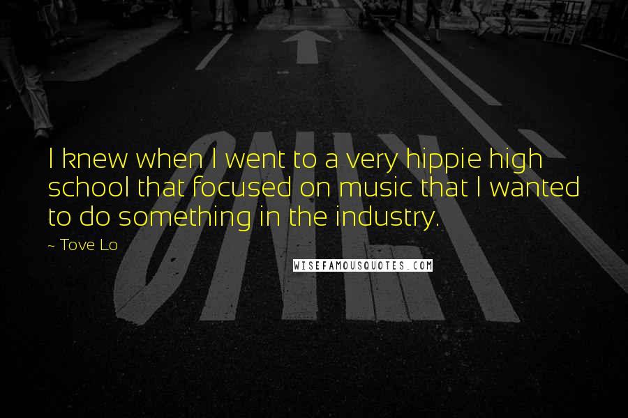 Tove Lo Quotes: I knew when I went to a very hippie high school that focused on music that I wanted to do something in the industry.