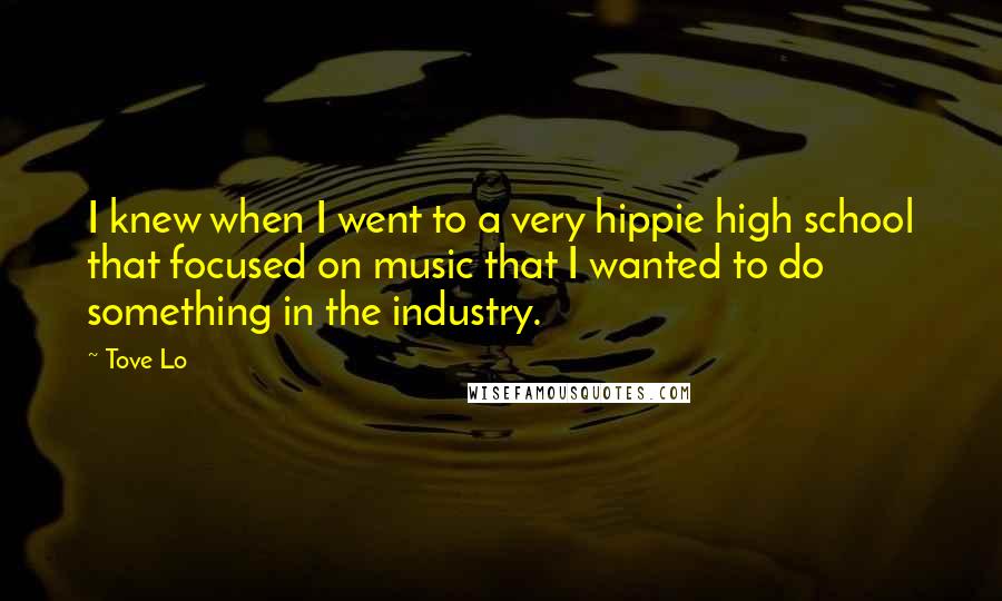 Tove Lo Quotes: I knew when I went to a very hippie high school that focused on music that I wanted to do something in the industry.