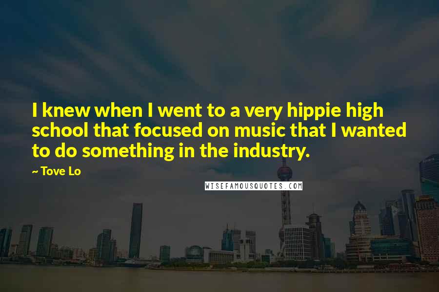 Tove Lo Quotes: I knew when I went to a very hippie high school that focused on music that I wanted to do something in the industry.
