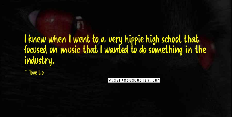 Tove Lo Quotes: I knew when I went to a very hippie high school that focused on music that I wanted to do something in the industry.