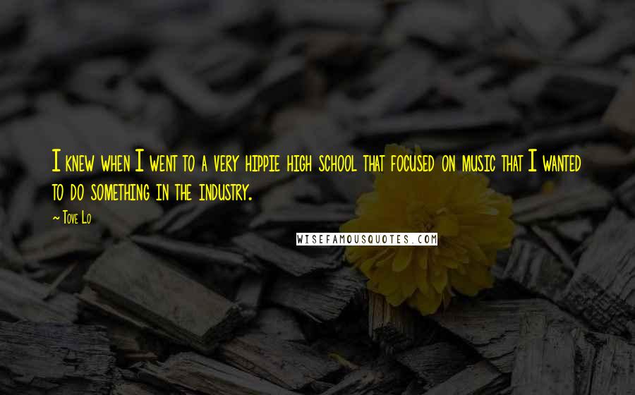 Tove Lo Quotes: I knew when I went to a very hippie high school that focused on music that I wanted to do something in the industry.