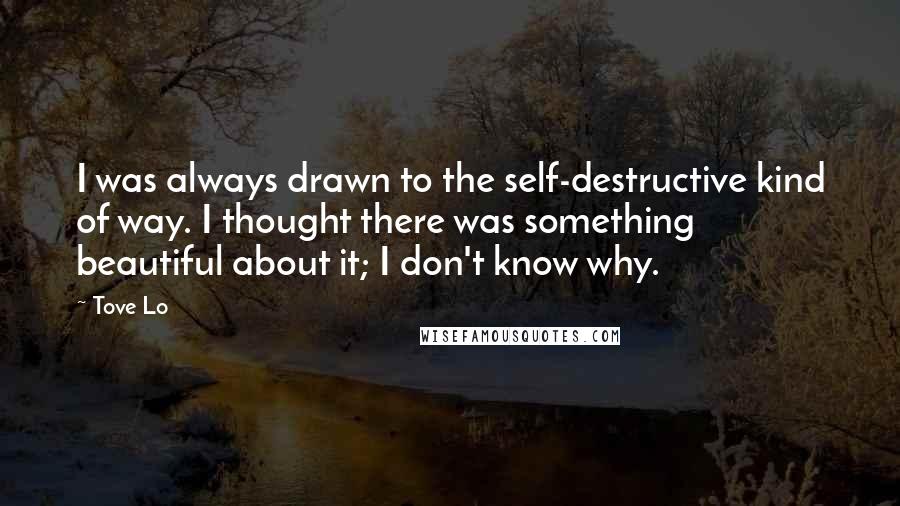 Tove Lo Quotes: I was always drawn to the self-destructive kind of way. I thought there was something beautiful about it; I don't know why.