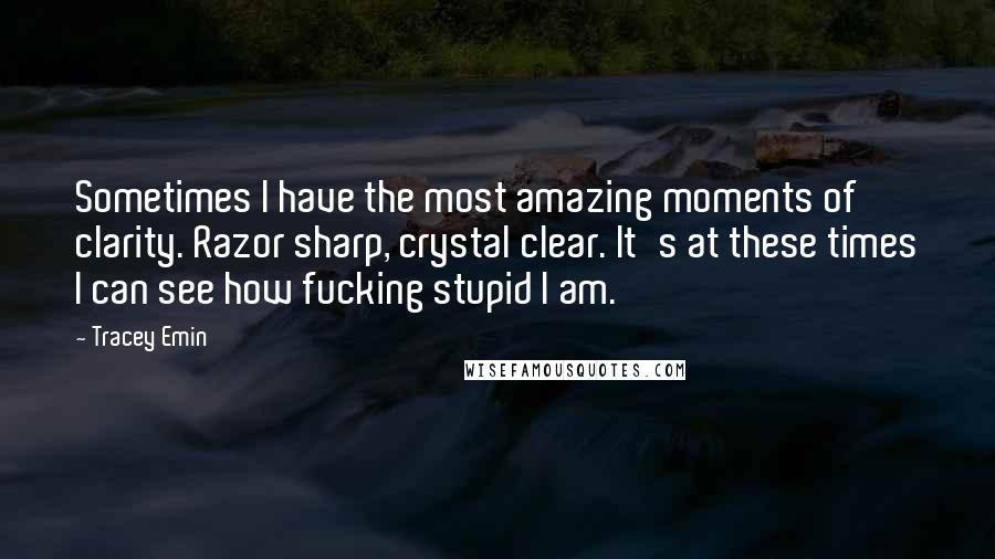 Tracey Emin Quotes: Sometimes I have the most amazing moments of clarity. Razor sharp, crystal clear. It's at these times I can see how fucking stupid I am.