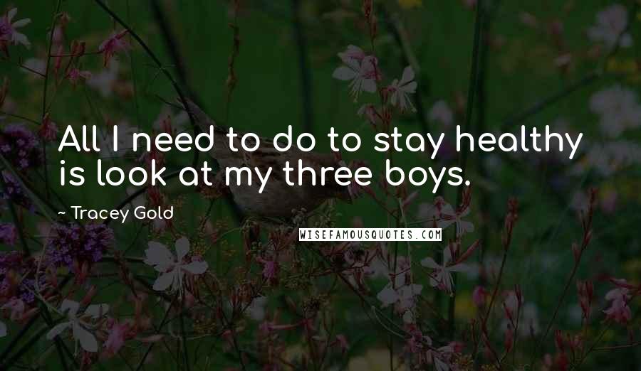 Tracey Gold Quotes: All I need to do to stay healthy is look at my three boys.
