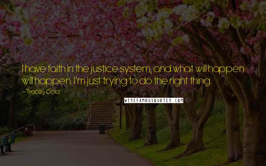 Tracey Gold Quotes: I have faith in the justice system, and what will happen will happen. I'm just trying to do the right thing.