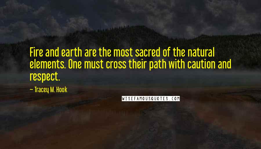 Tracey M. Hook Quotes: Fire and earth are the most sacred of the natural elements. One must cross their path with caution and respect.