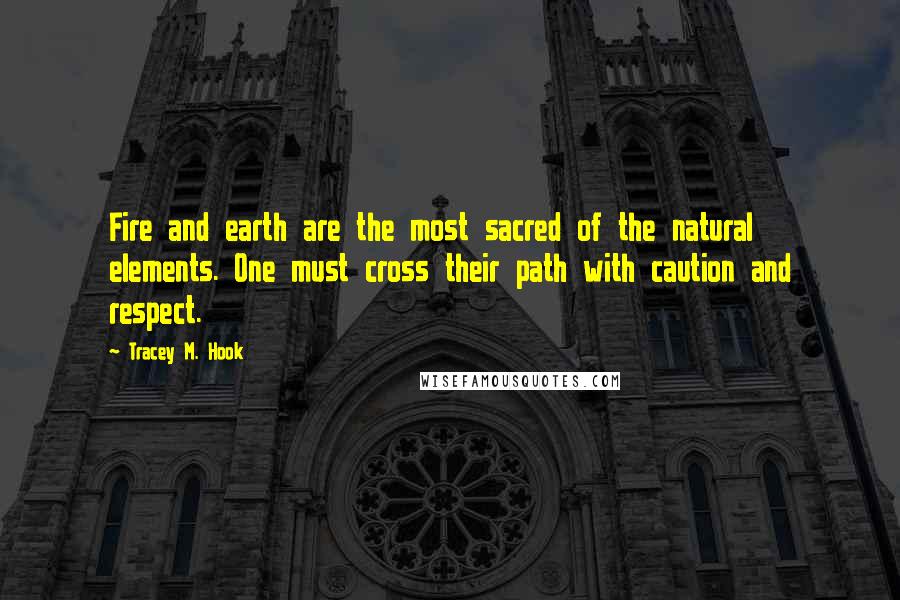 Tracey M. Hook Quotes: Fire and earth are the most sacred of the natural elements. One must cross their path with caution and respect.