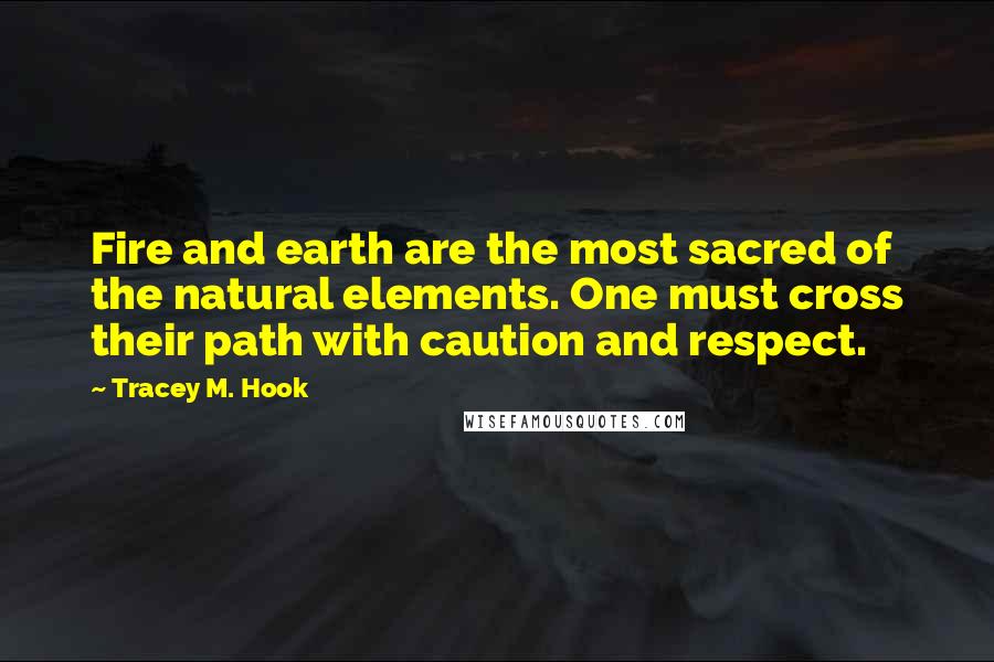 Tracey M. Hook Quotes: Fire and earth are the most sacred of the natural elements. One must cross their path with caution and respect.