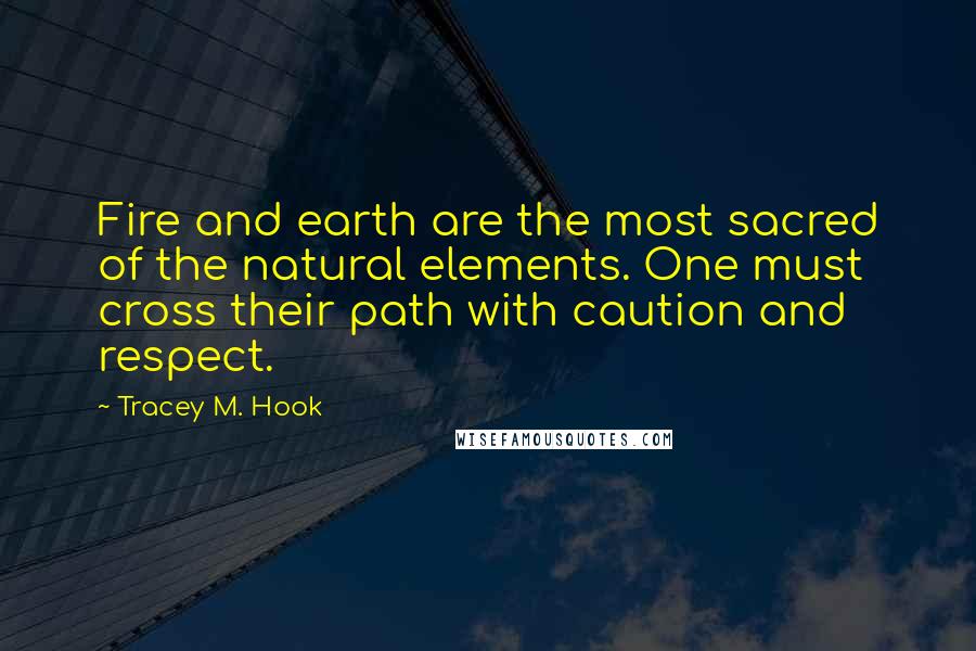 Tracey M. Hook Quotes: Fire and earth are the most sacred of the natural elements. One must cross their path with caution and respect.