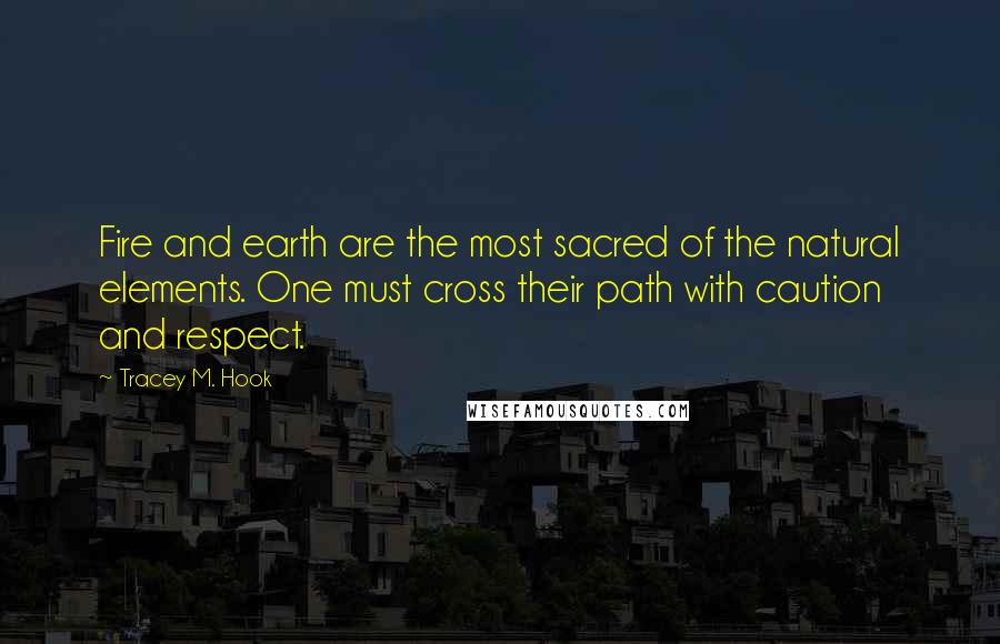 Tracey M. Hook Quotes: Fire and earth are the most sacred of the natural elements. One must cross their path with caution and respect.