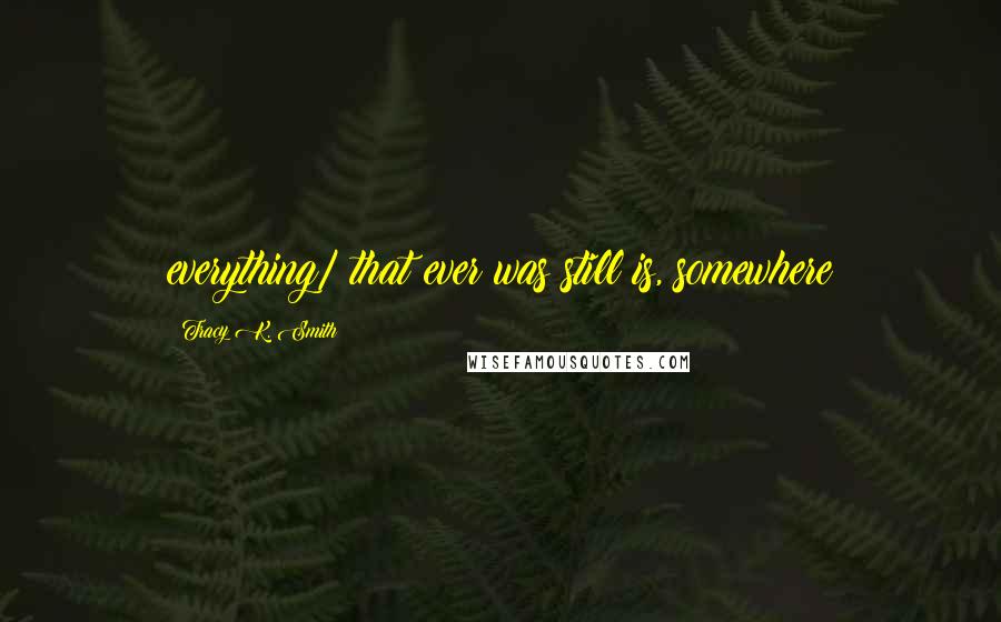 Tracy K. Smith Quotes: everything/ that ever was still is, somewhere