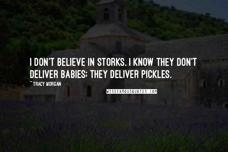 Tracy Morgan Quotes: I don't believe in storks. I know they don't deliver babies; they deliver pickles.