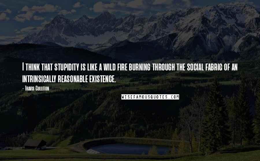 Travis Culliton Quotes: I think that stupidity is like a wild fire burning through the social fabric of an intrinsically reasonable existence.