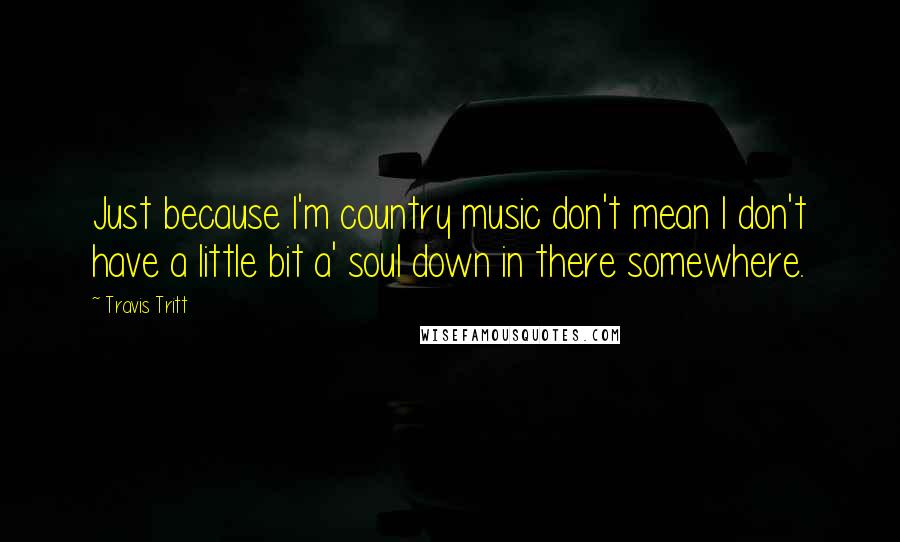 Travis Tritt Quotes: Just because I'm country music don't mean I don't have a little bit a' soul down in there somewhere.