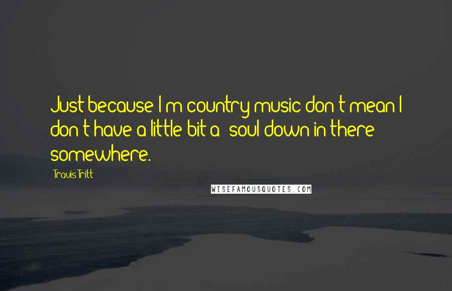 Travis Tritt Quotes: Just because I'm country music don't mean I don't have a little bit a' soul down in there somewhere.