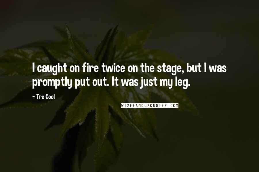 Tre Cool Quotes: I caught on fire twice on the stage, but I was promptly put out. It was just my leg.