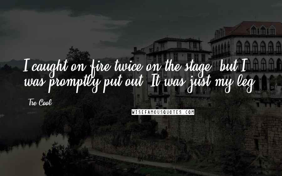 Tre Cool Quotes: I caught on fire twice on the stage, but I was promptly put out. It was just my leg.