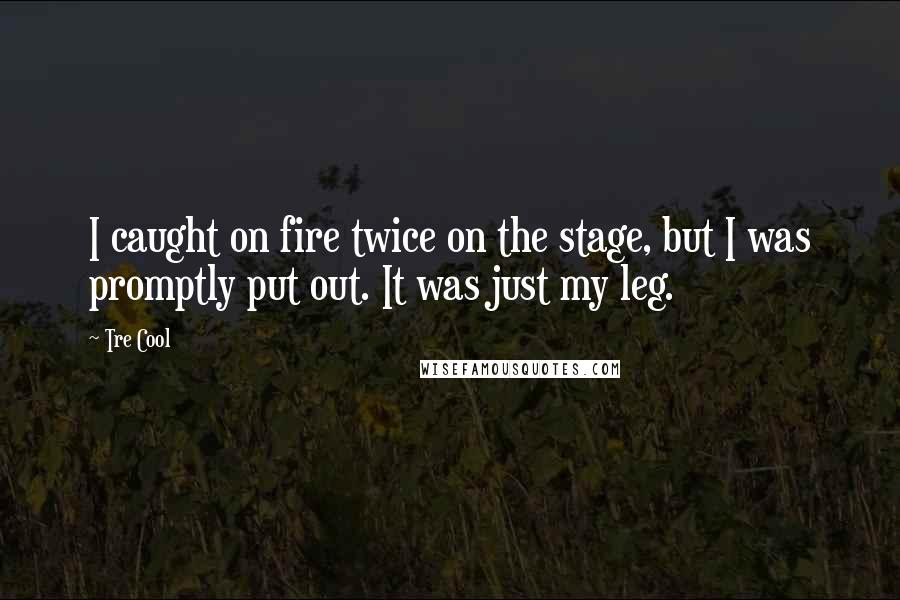 Tre Cool Quotes: I caught on fire twice on the stage, but I was promptly put out. It was just my leg.