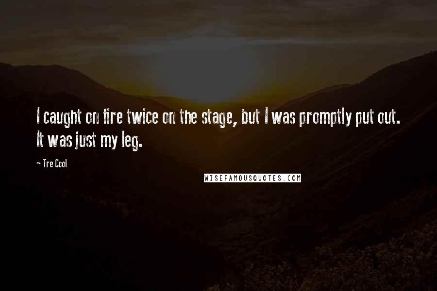 Tre Cool Quotes: I caught on fire twice on the stage, but I was promptly put out. It was just my leg.