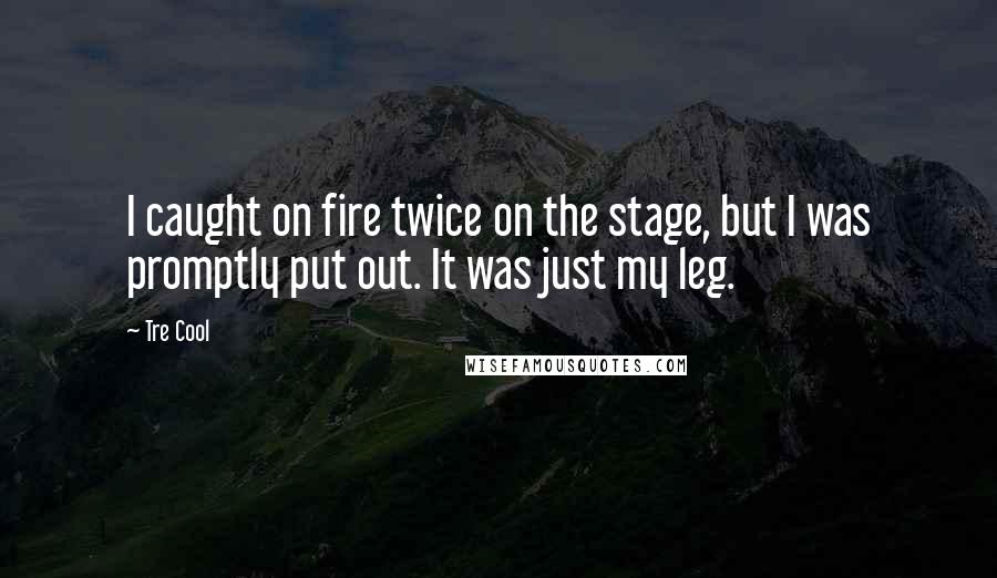 Tre Cool Quotes: I caught on fire twice on the stage, but I was promptly put out. It was just my leg.